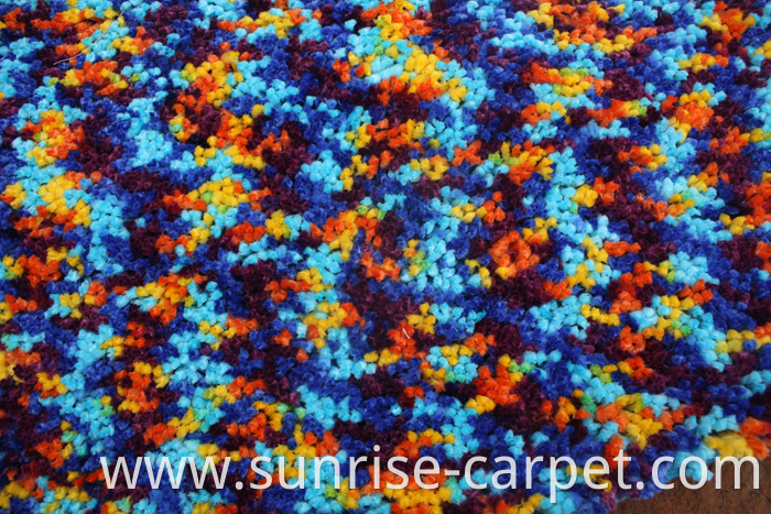 Polyester Rugs with spac dyed yarn blue and yellow